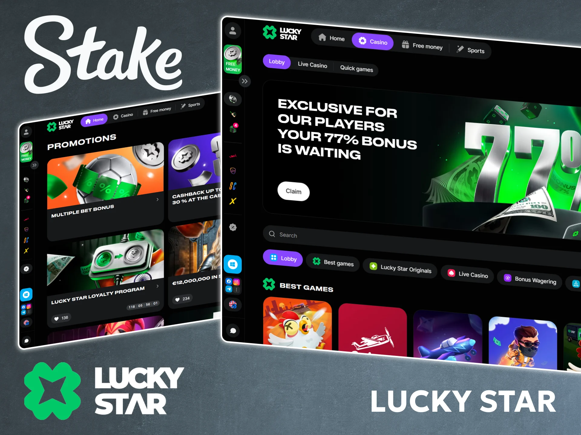 Go to the Lucky Star platform if Stake is not working.