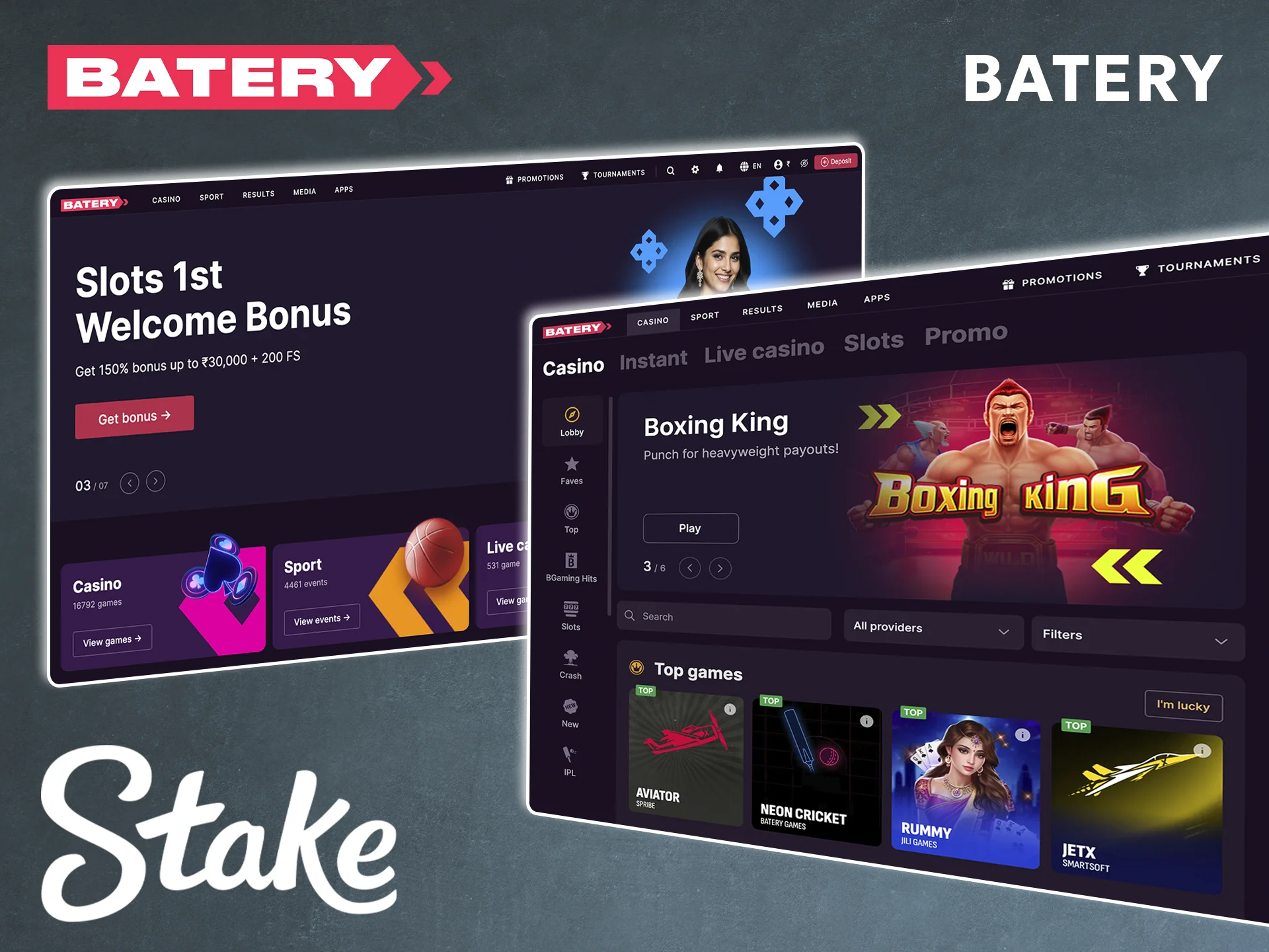 Give Batery a try as a great alternative to Stake Casino.